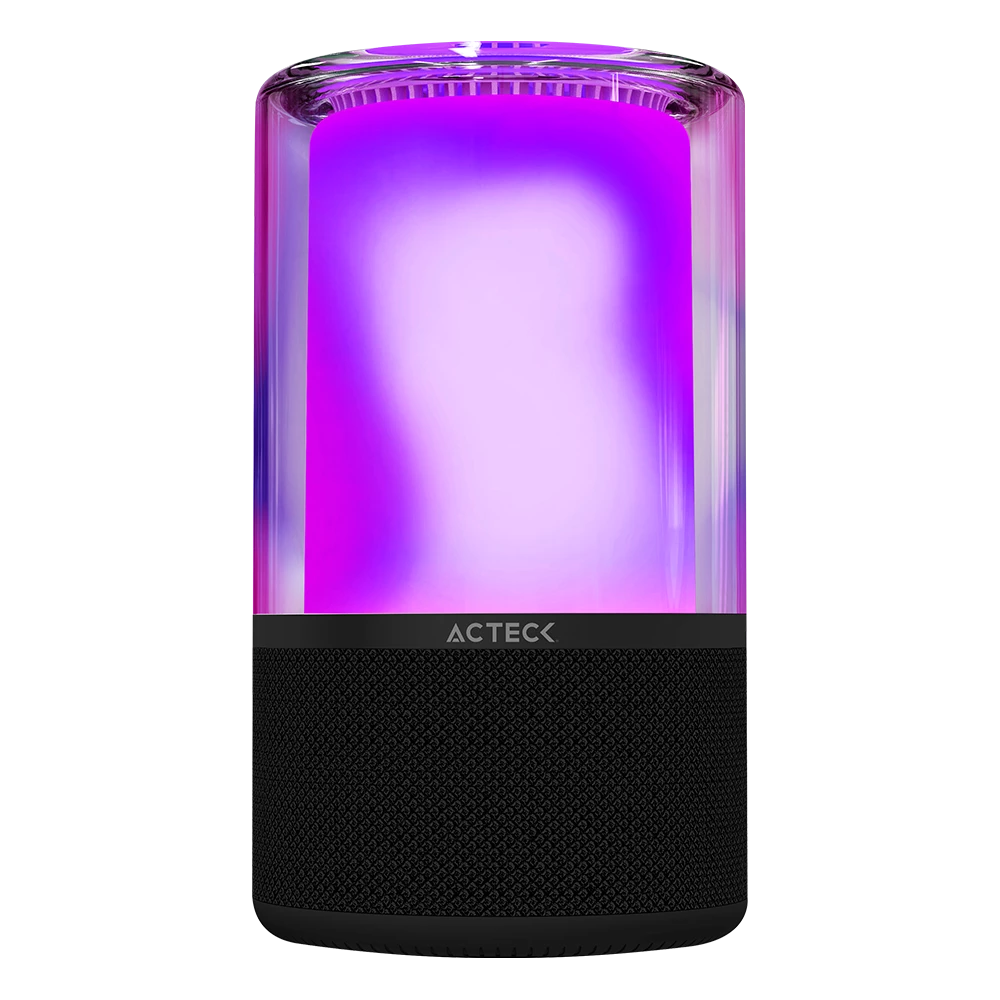 Bocina Portátil de ambientación | Glee Pure AP70 | Bluetooth 5.2 + 20W + Alimentación Tipo-C- Iluminación de Efectos Batería Recargable Li-Ion de 5h | Elite Series | Negro