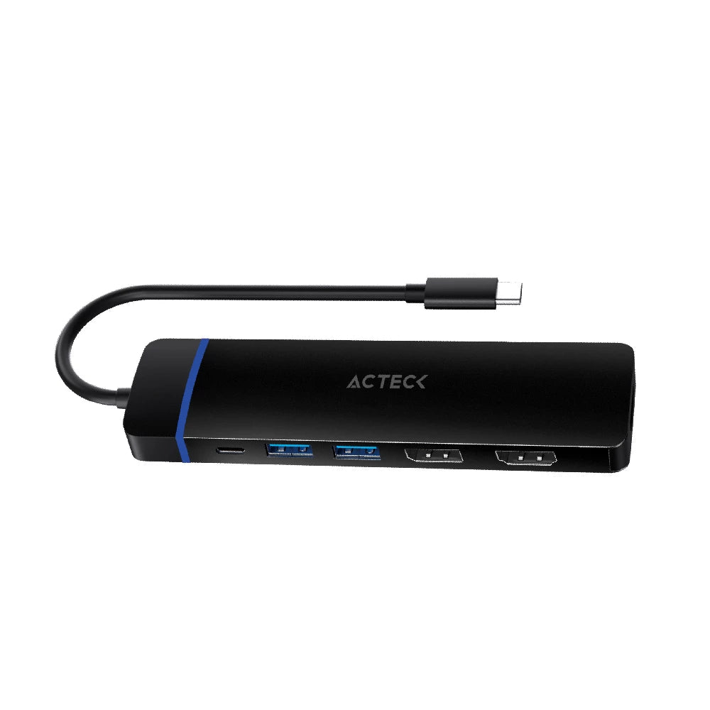 HUB USB C Gate 8V DH676 8 en 1 2xHdmi 4K + DP + 2xUSB 3.0 + SD/TF + Micro SD + USB C PD 100W Elite Series Negro