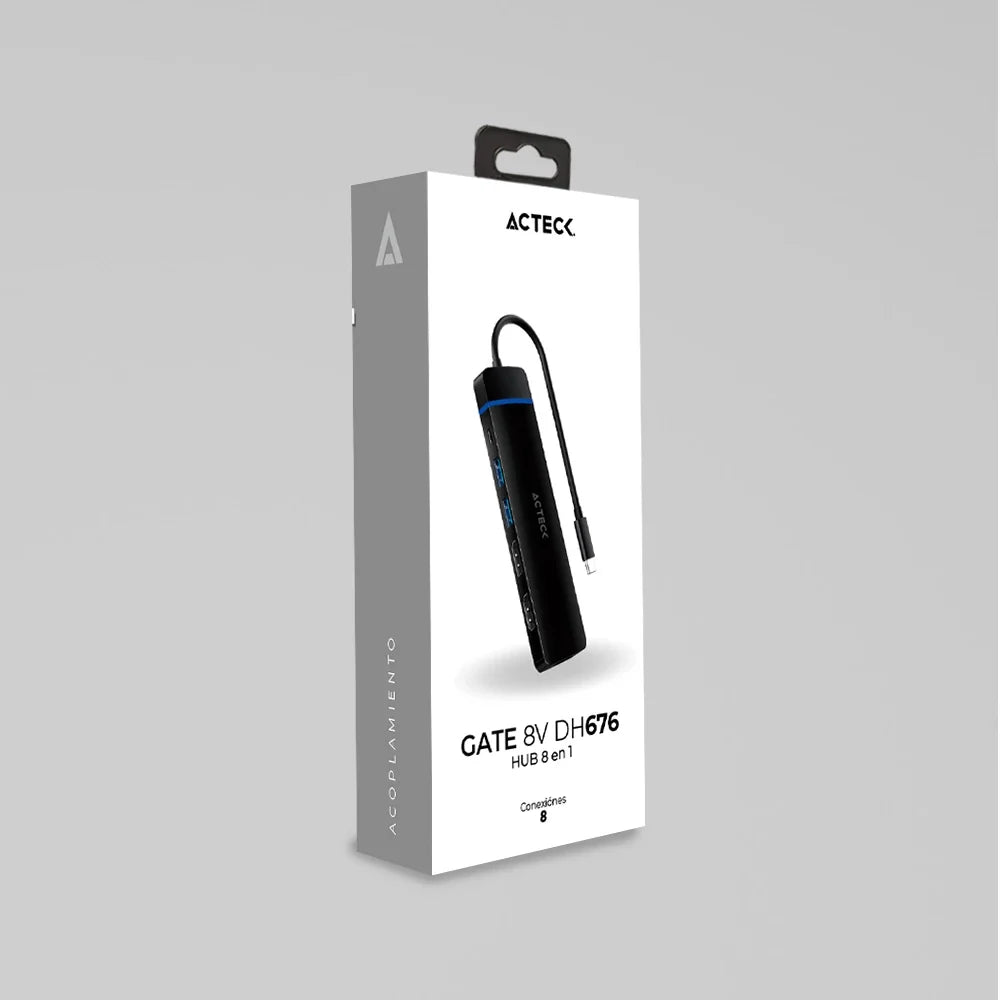 HUB 8 en 1 | USB C Gate 8V DH676 | Negro