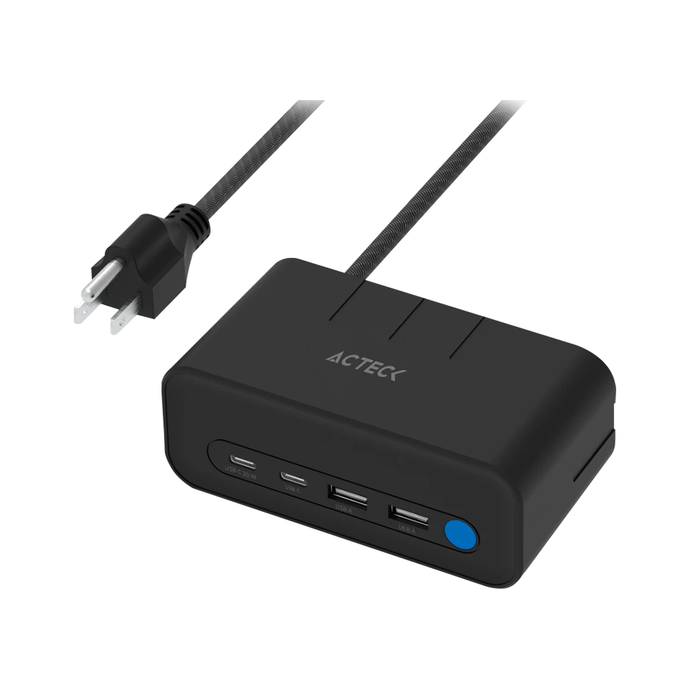 Cargador de Escritorio | Energon Mate CE676 | Carga PD 20W + 3 Conectores de corriente +Supresor de picos | Negro