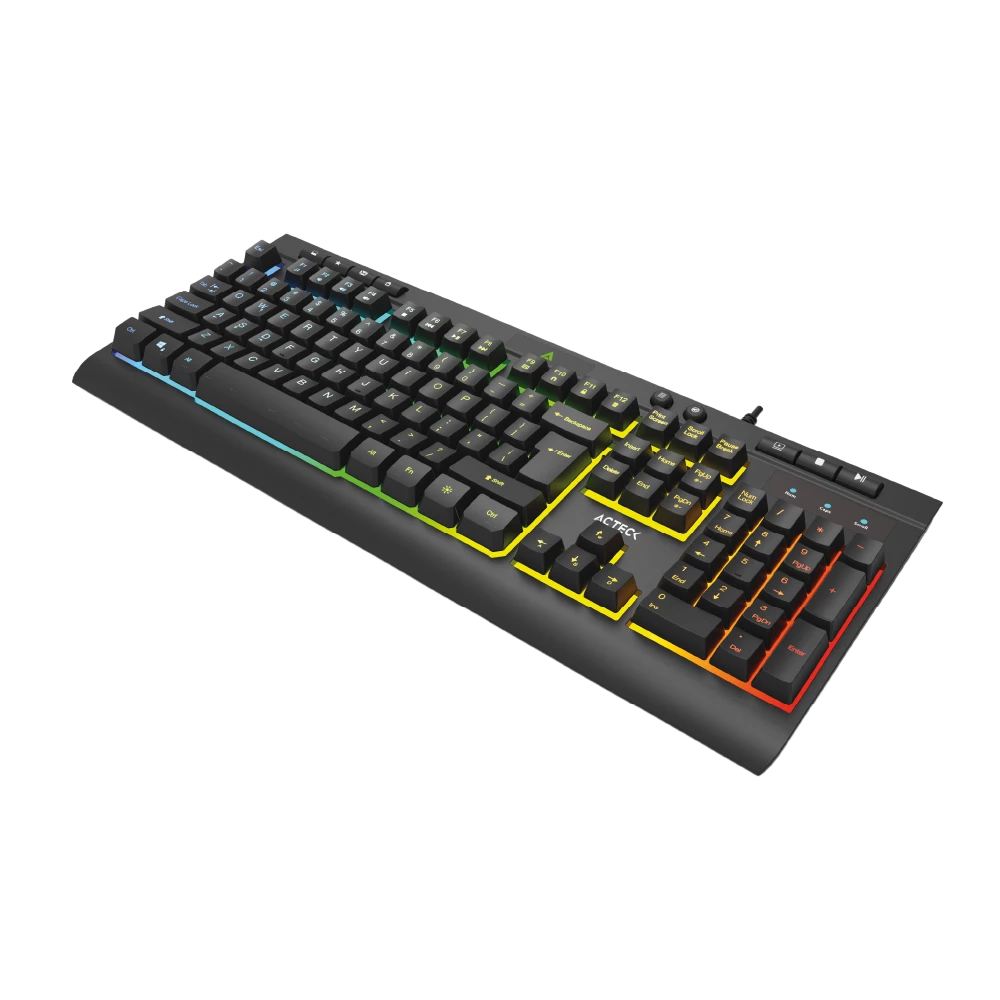 Teclado Aurean Pro TA477G Alámbrico + Membrana / Conexión USB A / Teclas Multimedia + RGB / Negro