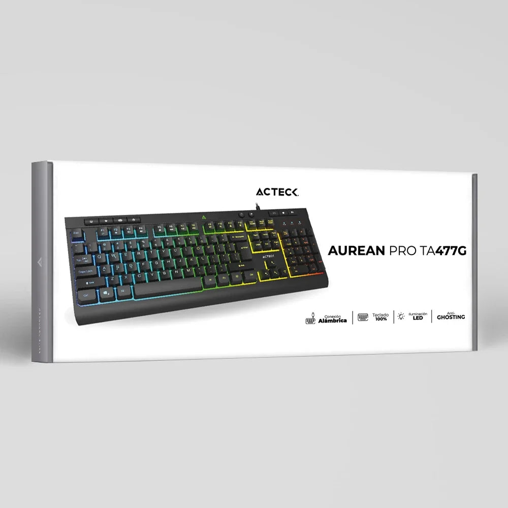 Teclado Alámbrico de Membrana | Aurean Pro TA477G | Negro