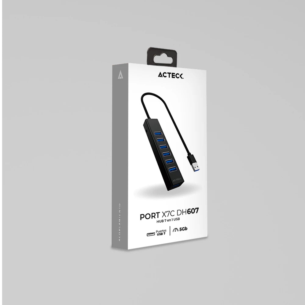 HUB 7 en 1 | Port X7C DH607 | Negro
