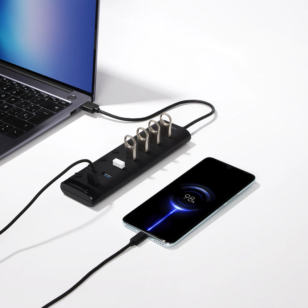 HUB 7 en 1 | Port X7 DH470 | Negro
