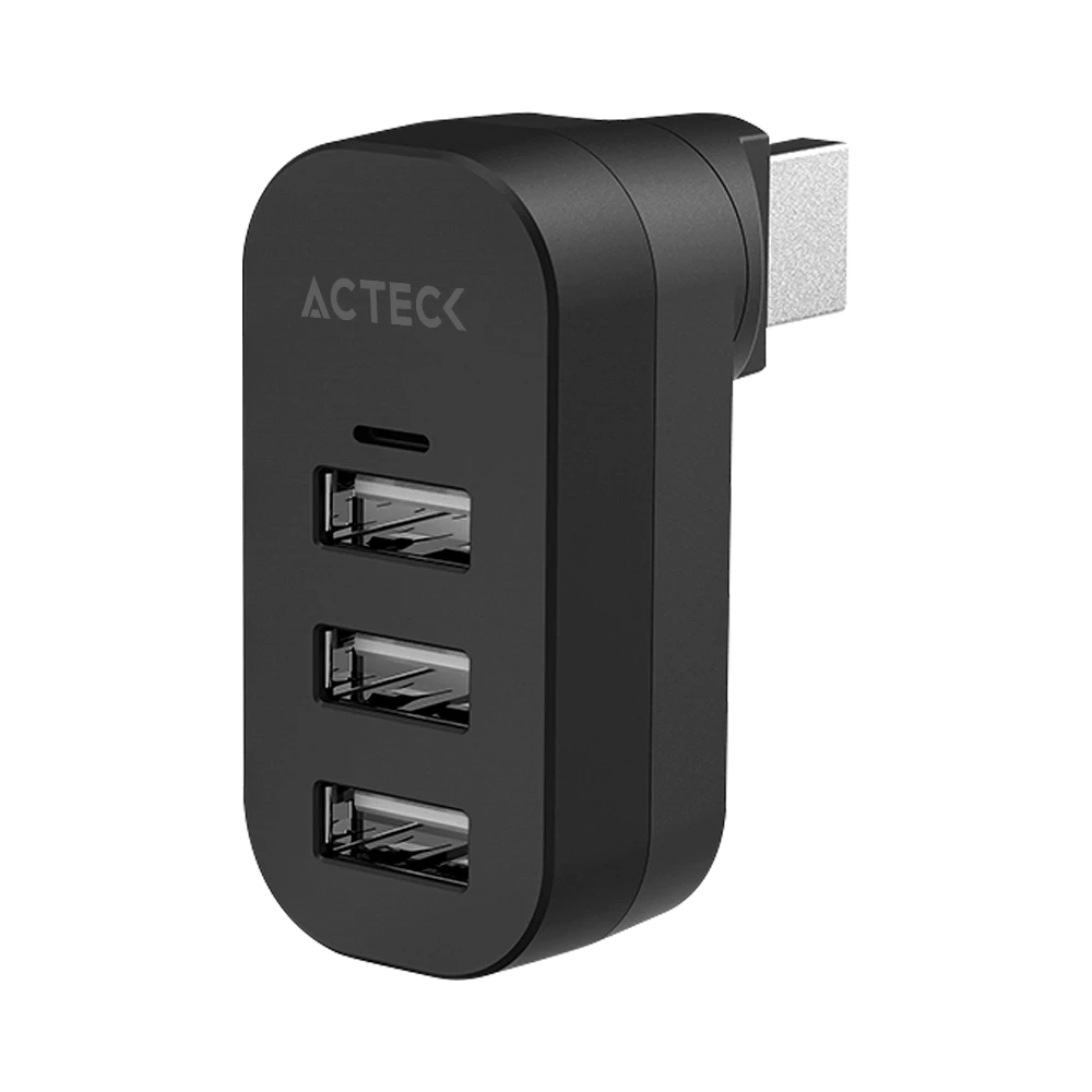 HUB Port X4R DH421 3 en 1 / Entrada USB A/ 3xUSB 2.0 con Rotación 180 grados / Negro