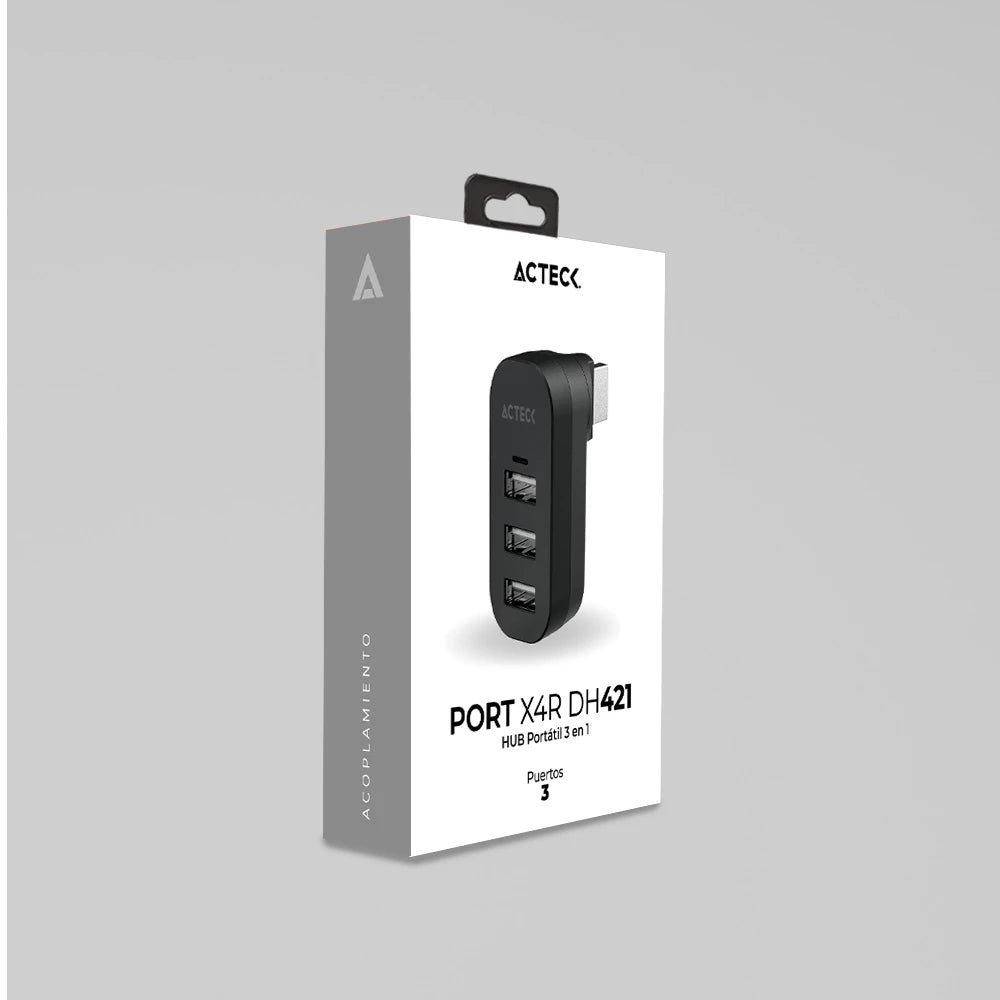 HUB 3 en 1 N | Port X4R DH421 | Negro