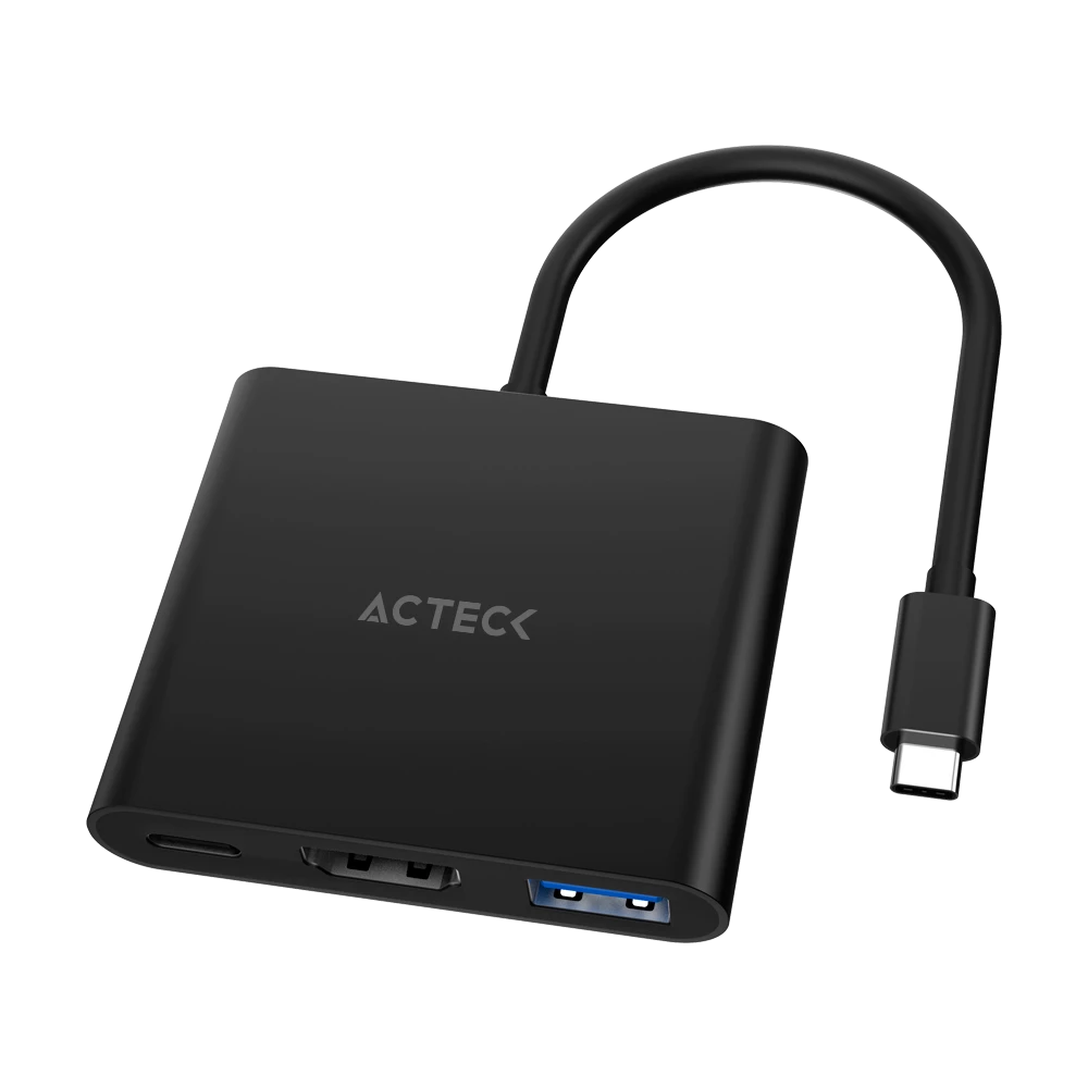 Adaptador  | Shift Plus AH445  | 3 en 1 Para Video Hasta 4k / USB C a HDMI + USB 3.0 + PD 100W/ Macho a Hembra / Negro