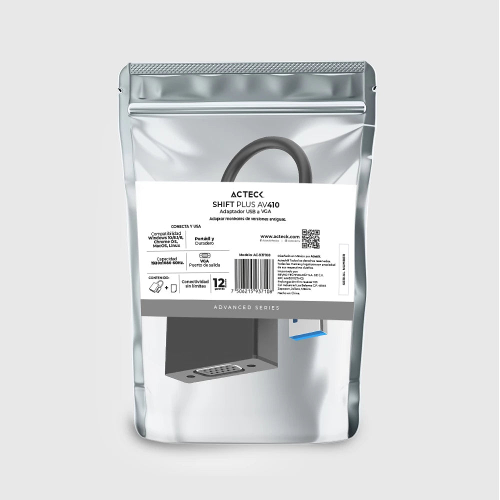 Adaptador USB A a VGA | Shift Plus AV410 | Negro