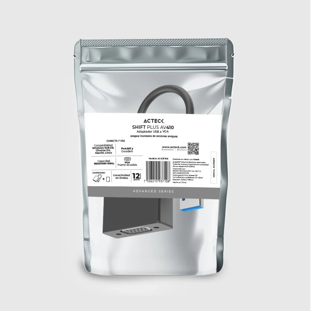 Adaptador USB A a VGA | Shift Plus AV410 | Negro