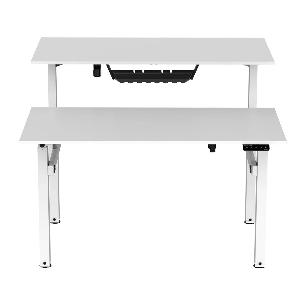 Escritorio de Oficina Ergo Desk V2 ED727 Ergonómico Doble Solo Estructura / Ajuste Eléctrico de Altura/ Soporta hasta 60 Kg por Lado + Panel de control / Blanco