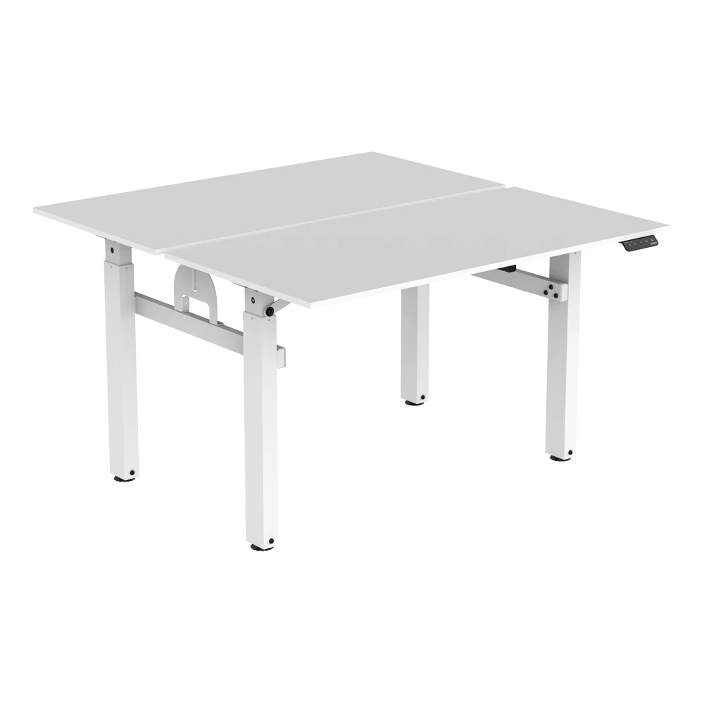 Escritorio de Oficina Ergo Desk V2 ED727 Ergonómico Doble Solo Estructura / Ajuste Eléctrico de Altura/ Soporta hasta 60 Kg por Lado + Panel de control / Blanco