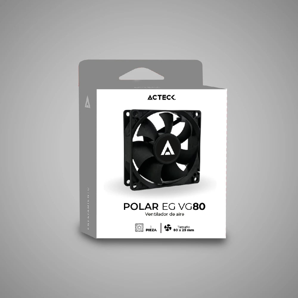 Ventilador para PC | Polar EG VG80 80 mm | 80x80x25 mm + 1800 RPM + Hidraulico + 12V | Negro