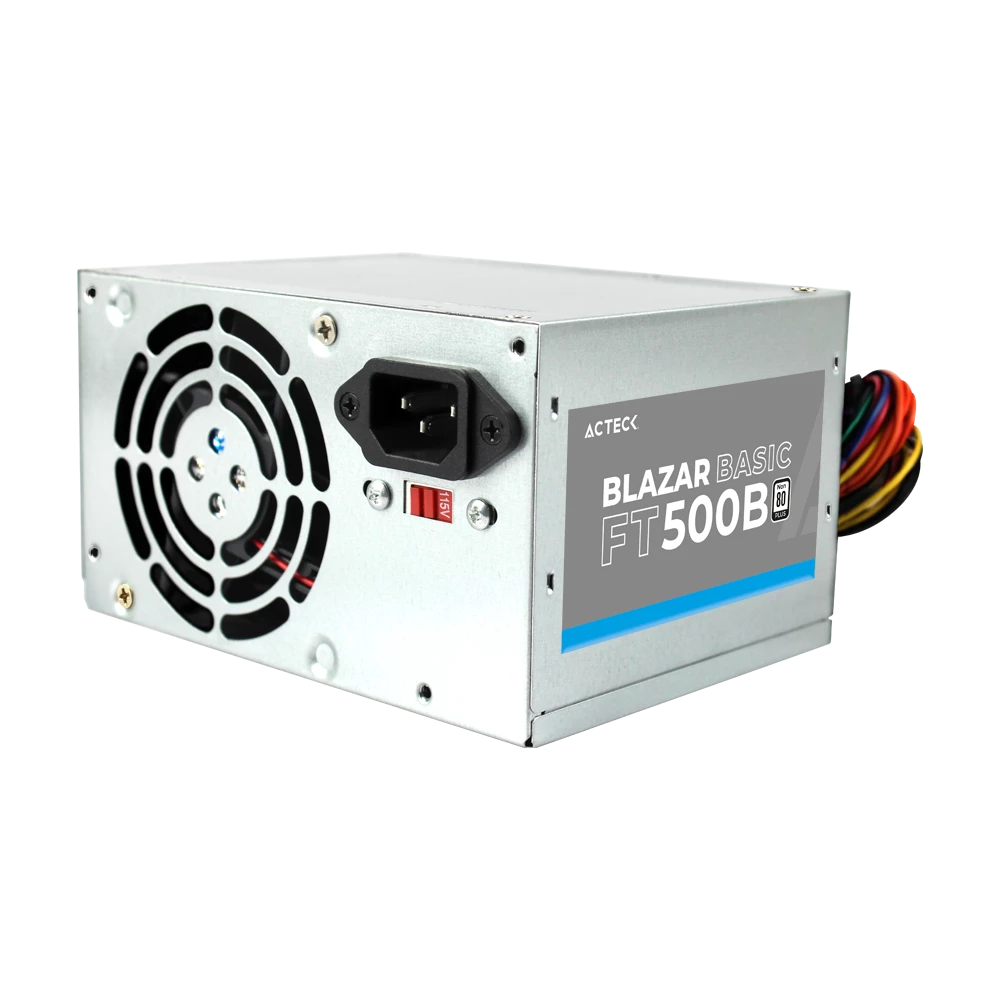 Caja x12 Bulk -  Fuente de Poder | Blazar Basic FT500B | ATX 500W / 1x20+4 pin + 1xAtx 4 + 2xSata + 2xMolex 4 pin + 1x | Plata