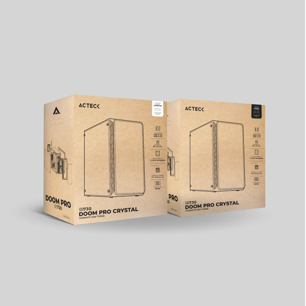 Gabinete Mini Torre | Doom Pro Crystal GI730 | Negro