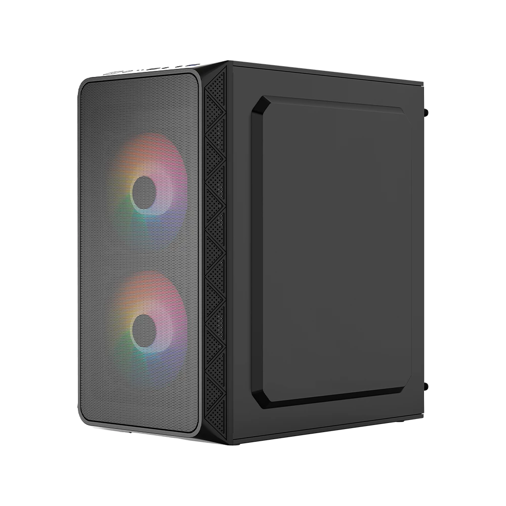 Gabinete Mini Torre | Doom Pro Mesh GI730M | Max MB Mini-ATX Micro-ATX Fuente ATX 600 W | 1x USB 3.0 + 1x USB 2.0 + 3xFan FRGB | Panel Izq Cristal + Frente Mesh | Negro