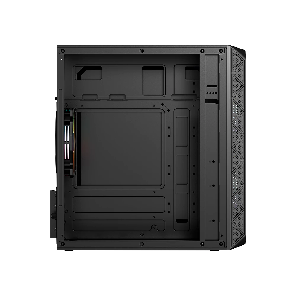 Gabinete Mini Torre | Doom Pro Mesh GI730M | Max MB Mini-ATX Micro-ATX Fuente ATX 600 W | 1x USB 3.0 + 1x USB 2.0 + 3xFan FRGB | Panel Izq Cristal + Frente Mesh | Negro