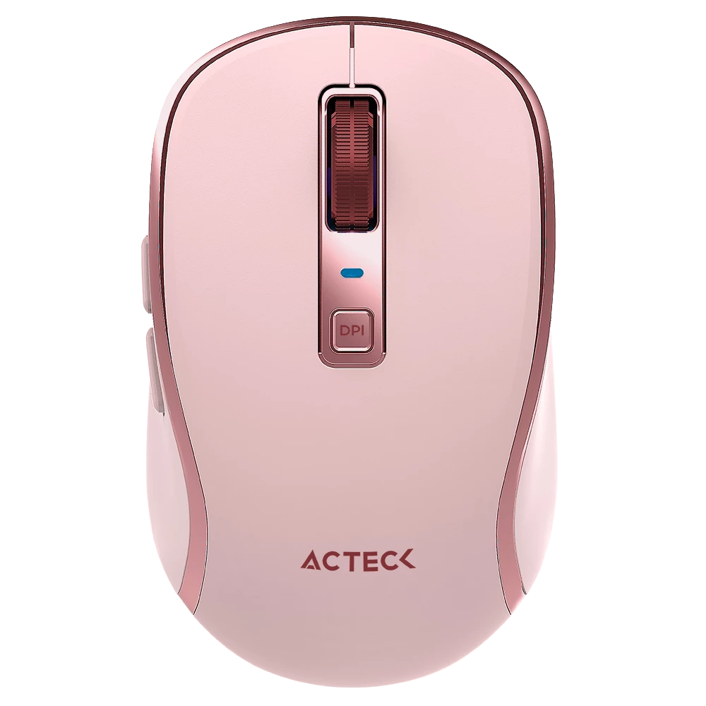 Mouse Multidispositivo | Optimize Trip Pro MI580 | 2.4 GHz + 2 Modos Bluetooth | Hasta 1600 DPI | 6 Botones | Ultra Portable | Recargable | Elite | Rosa