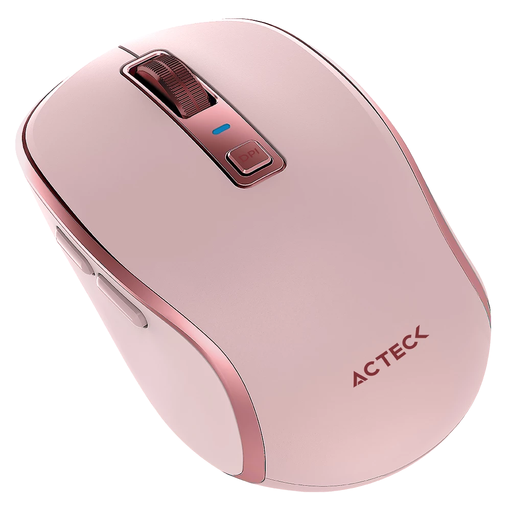 Mouse Multidispositivo | Optimize Trip Pro MI580 | 2.4 GHz + 2 Modos Bluetooth | Hasta 1600 DPI | 6 Botones | Ultra Portable | Recargable | Elite | Rosa