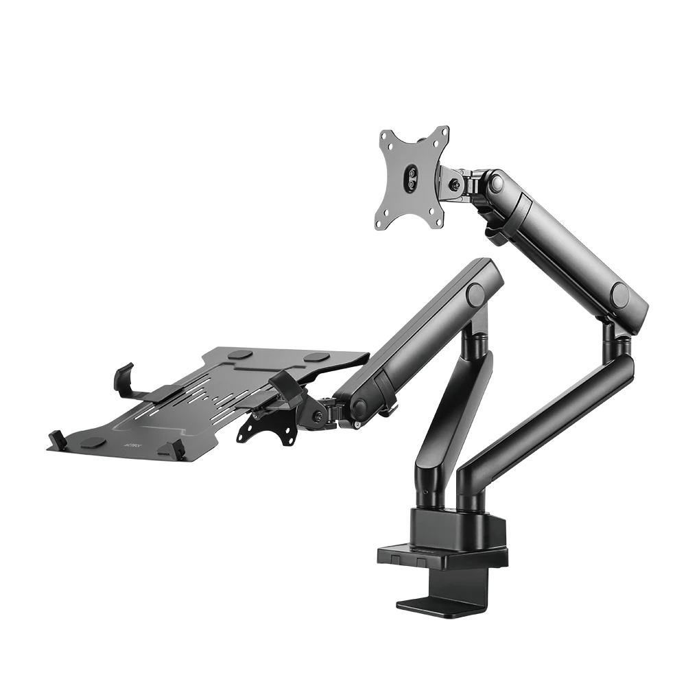 Soporte Mecánico para Escritorio Articulado para 1 Monitor + 1 Laptop / 17" - 32" | Enforce Motion SM636 | Negro