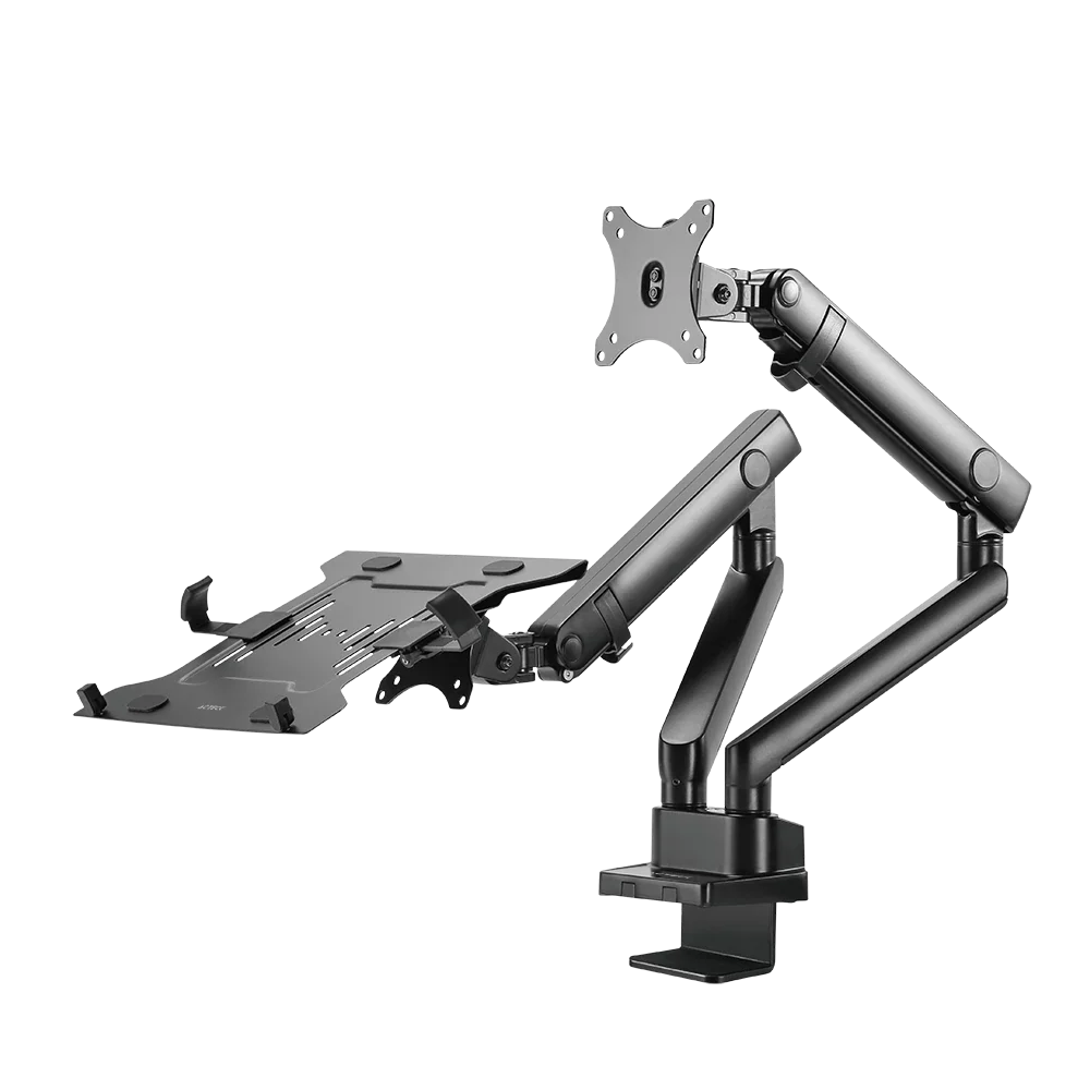 Soporte Mecánico para Escritorio Articulado para 1 Monitor + 1 Laptop / 17" - 32" | Enforce Motion SM636 | Negro