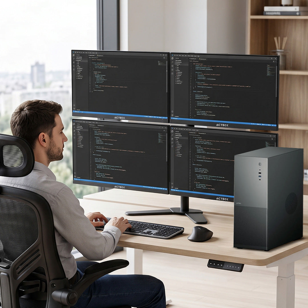 Soporte Articulado para 4 Monitores | Enforce Zone-B SM445 | 17″ - 32″ | Soporta 9 kg | Soporte Vesa de 75x75mm | 100x100mm con Base | Advanced Series | Negro