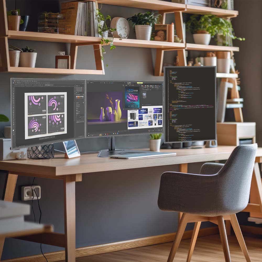 Soporte Articulado para 3 Monitores 17"- 27" | Enforce Zone-B SM435 | Soporta 7 kg | Soporte Vesa de 75x75mm | 100x100mm con Base | Advanced Series | Negro