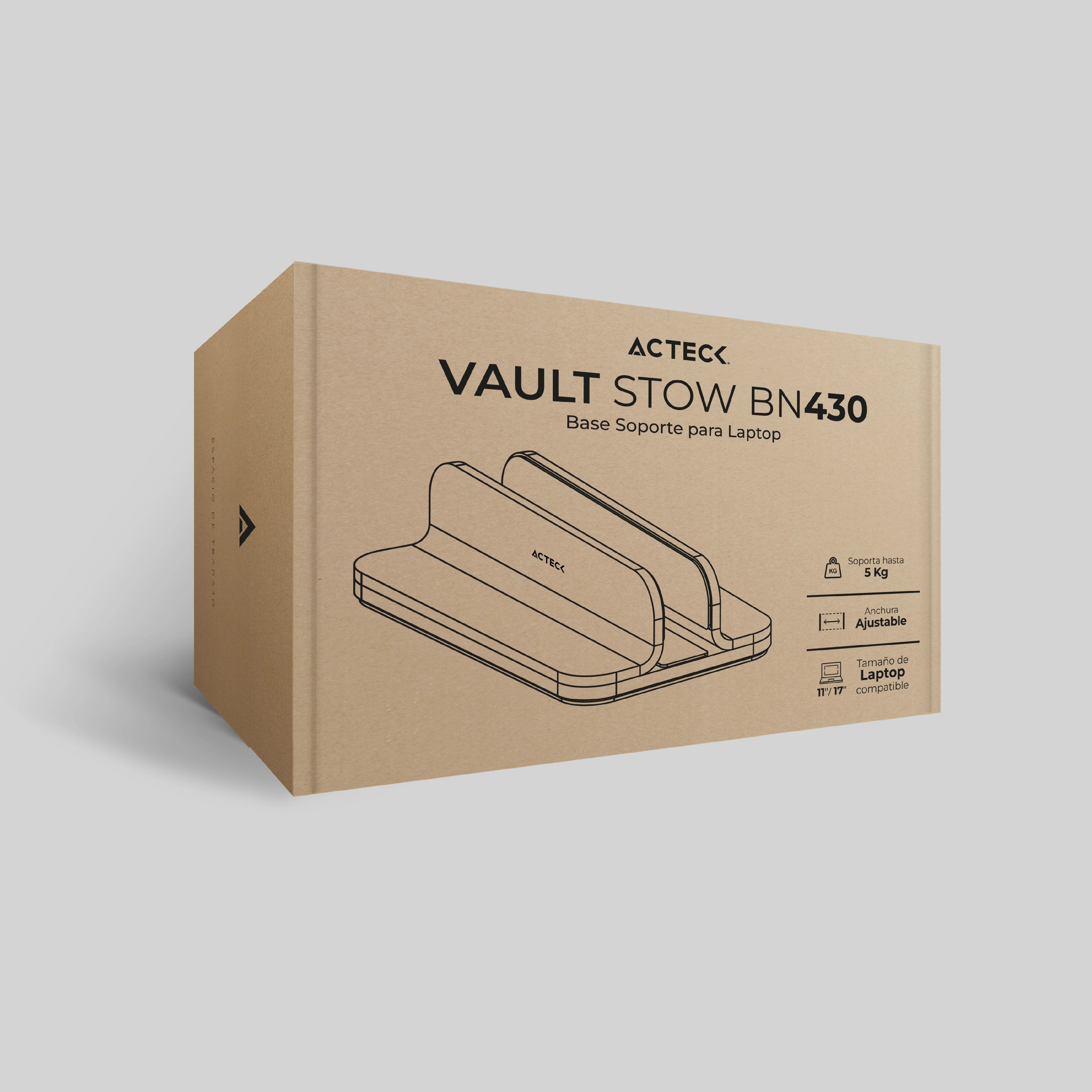 Base soporte para Laptop 11" - 17" soporte Vertical de Aluminio | Vault Stow BN430 | Negro