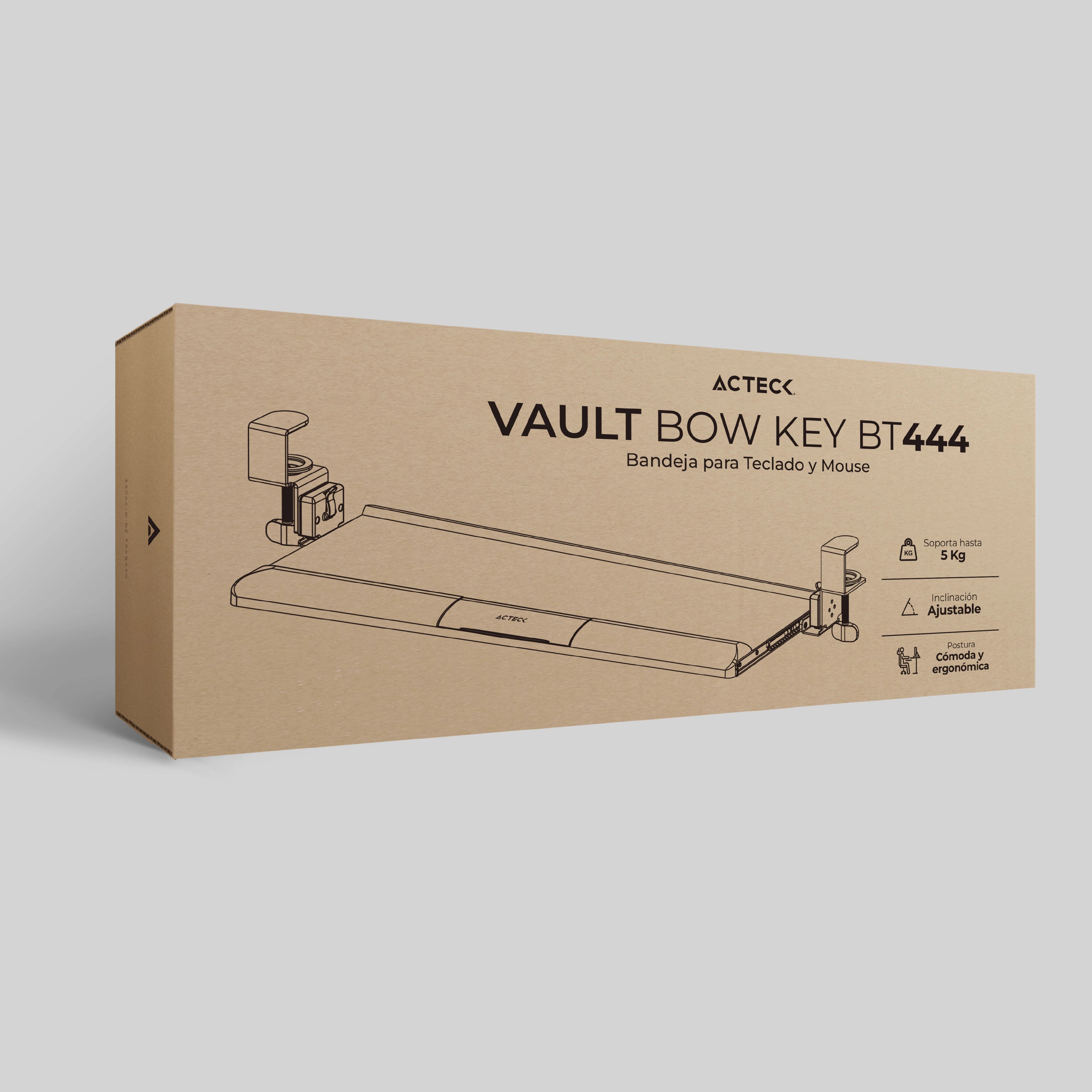 Bandeja de Teclado y Mouse para debajo del escritorio | Vault Bow Key BT444 | Negro