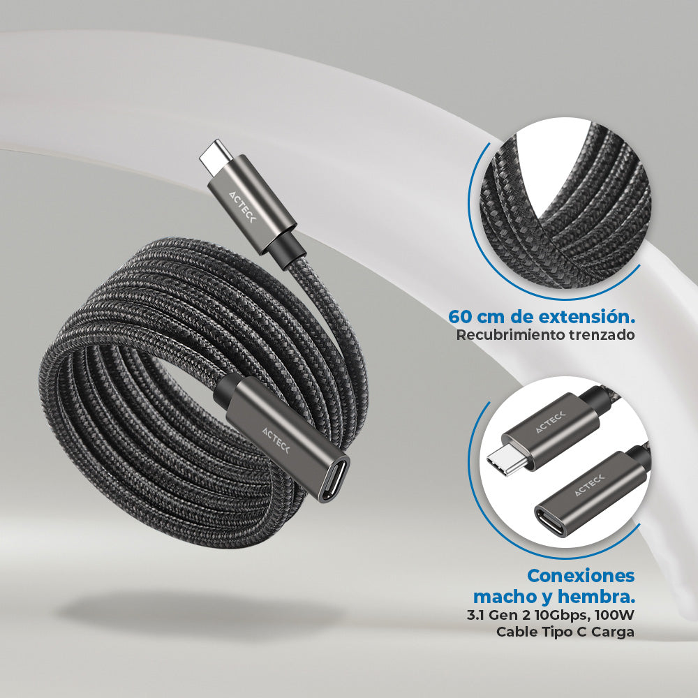 Cable Extencion USB C a Conector USB C V3.0 | Linx Plus CE414 | Negro