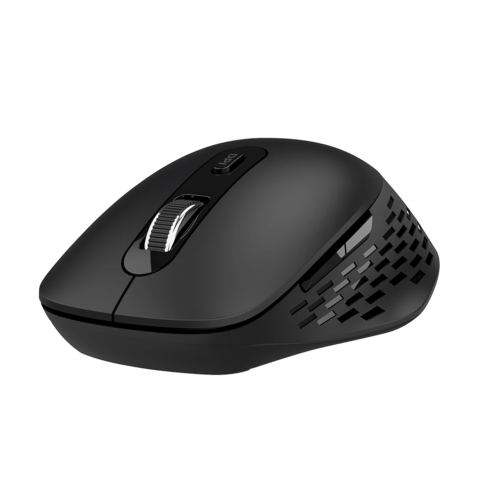 Mouse Confortable y Elegante | Optimize Flow MI480 | Inalámbrico + 2.4 MHz + 1600 DPI + 6 Botones + Batería 2x AAA Incluida | Advanced | Negro