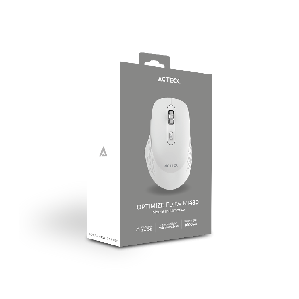 Mouse Confortable y Elegante Inalámbrico | Optimize Flow MI480 | Blanco