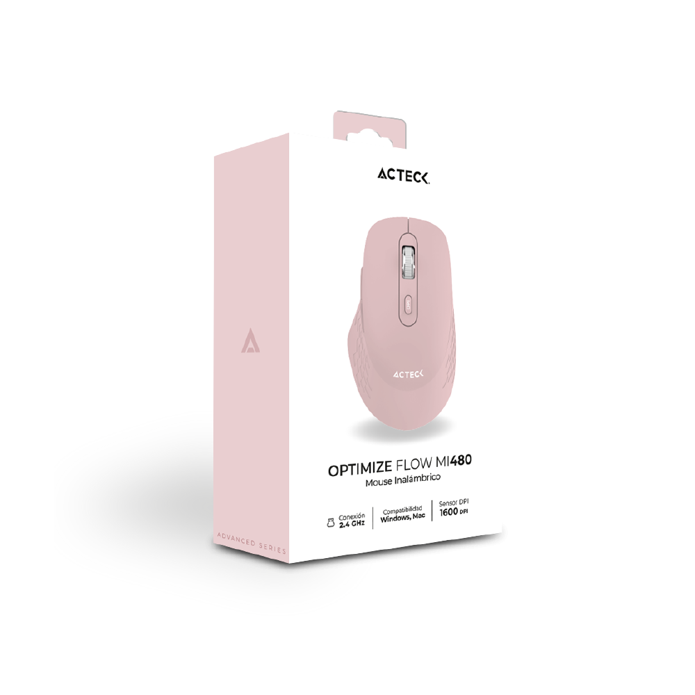 Mouse Confortable y Elegante Inalámbrico | Optimize Flow MI480 | Rosa