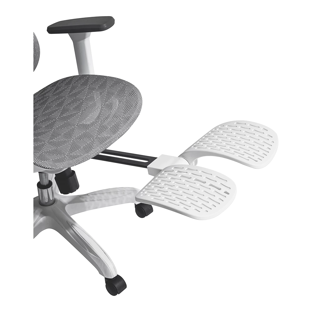 Silla de Oficina Ergonómica | Flux Pro EC757 | Malla + PP + Nylon | Pistón Clase 4 + Soporta hasta 136 Kg + Mecanismo Mecánico + 135° | Reposabrazos 3D + Reposapiés | Elite | Blanco