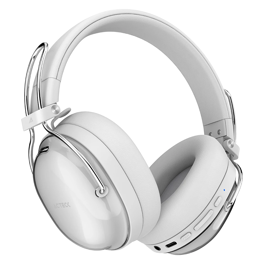 Audífonos Inalámbricos Over Ear | Luxe Pure HP730 | Bluetooth 5.4 | Bocinas 40 mm | Cancelación de ruido Híbrido + Mic | Almohadillas de Cuero Proteico + Memory Foam | Recargables | Elite | Blanco