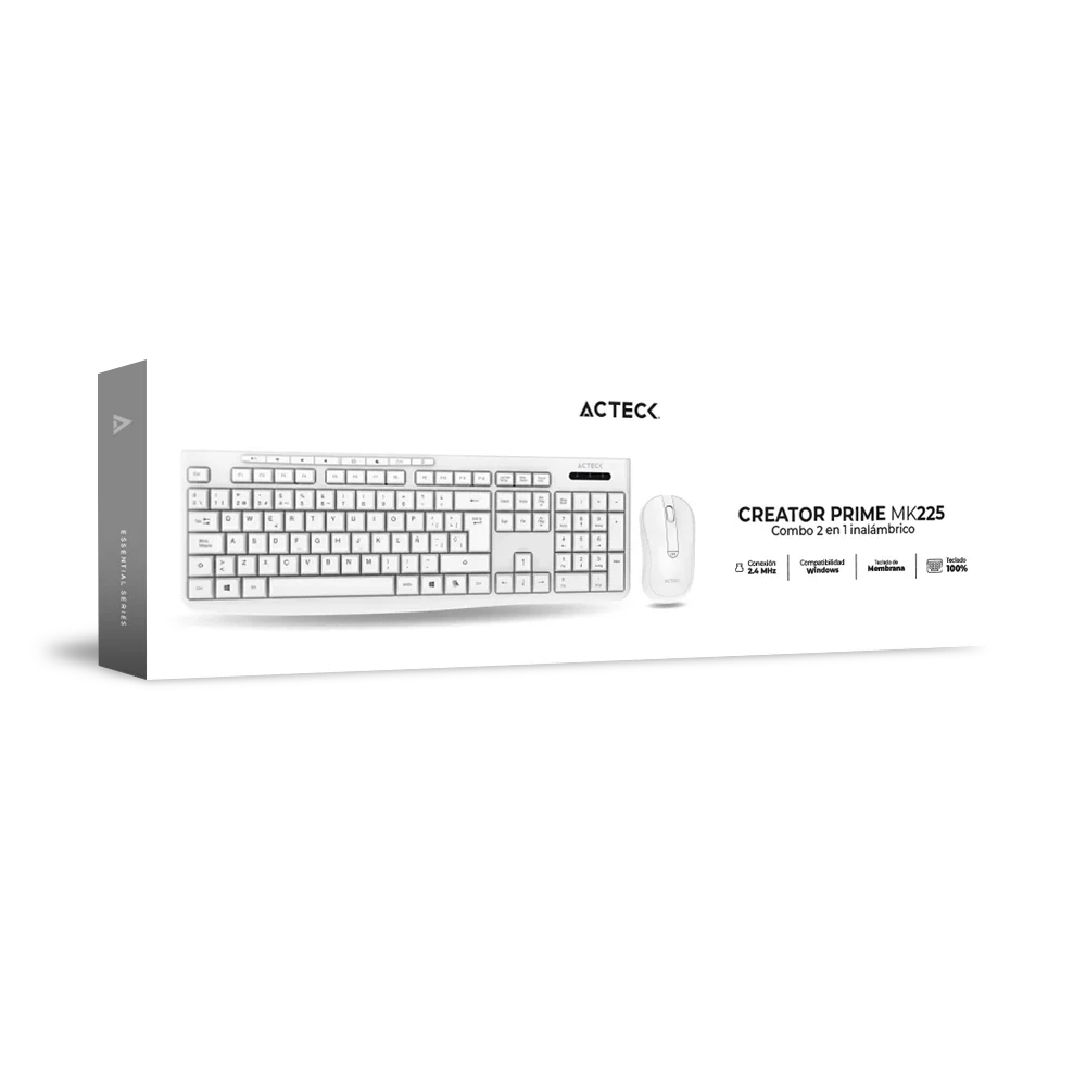 Combo 2 en 1 Inalámbrico | Creator Prime MK225 | Blanco
