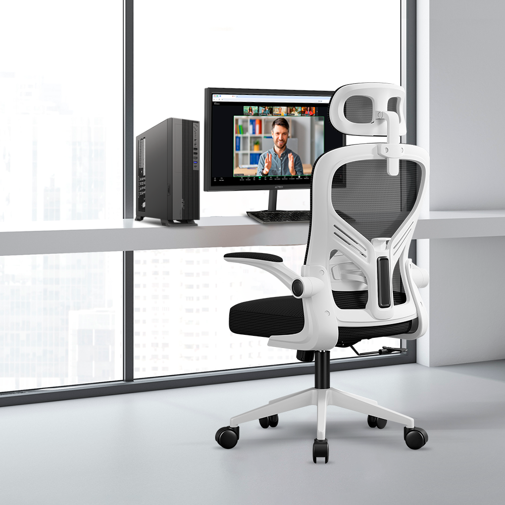 Silla | Flux Base EC343HR | Marco Blanco- Malla Negra
