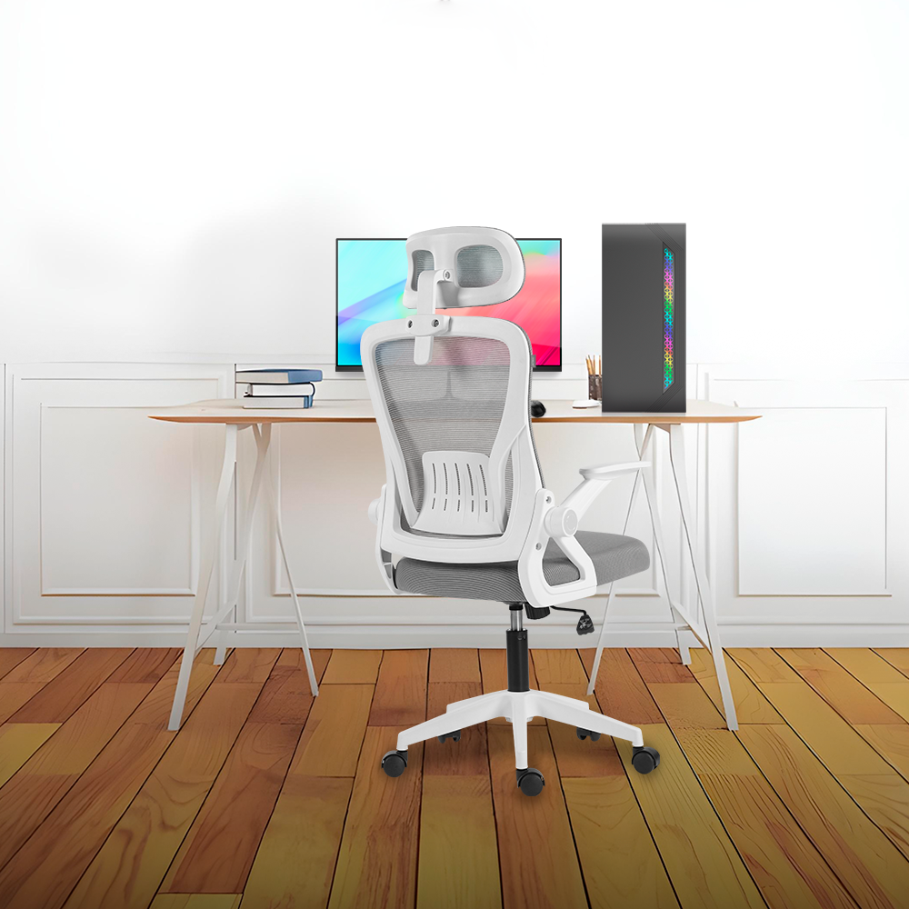 Silla de Oficina | Flux Lite EC313HR | Marco Blanco- Malla Gris