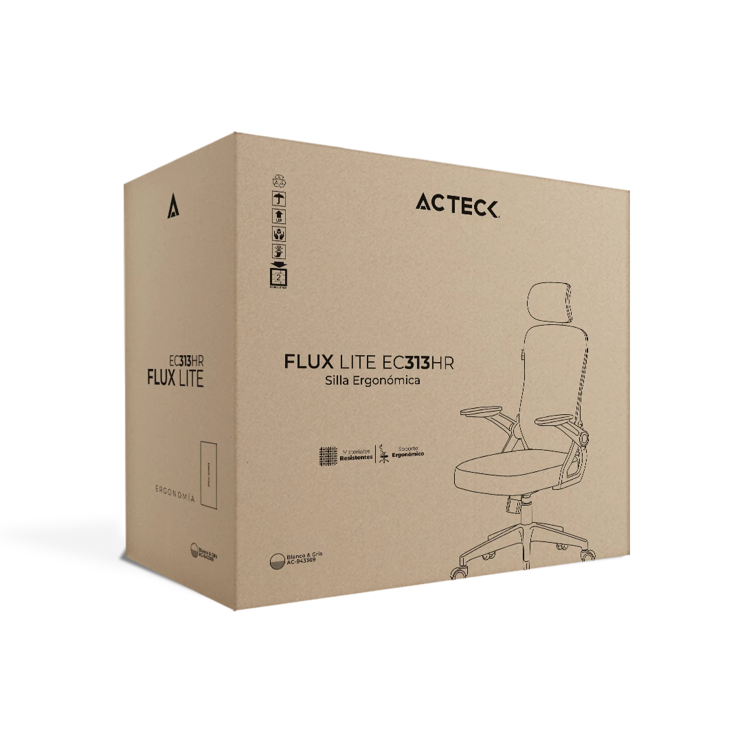 Silla de Oficina | Flux Lite EC313HR | Marco Blanco- Malla Gris