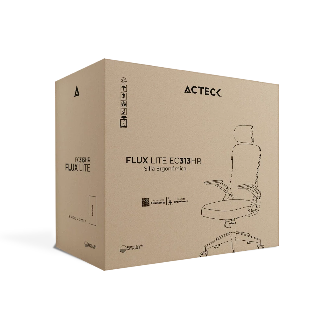 Silla de Oficina | Flux Lite EC313HR | Marco Blanco- Malla Gris
