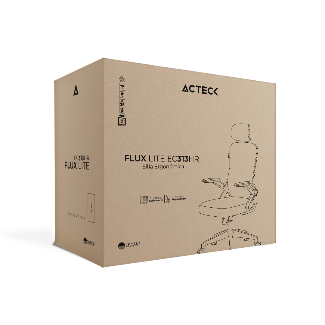 Silla de Oficina | Flux Lite EC313HR | Marco Negro- Malla Gris