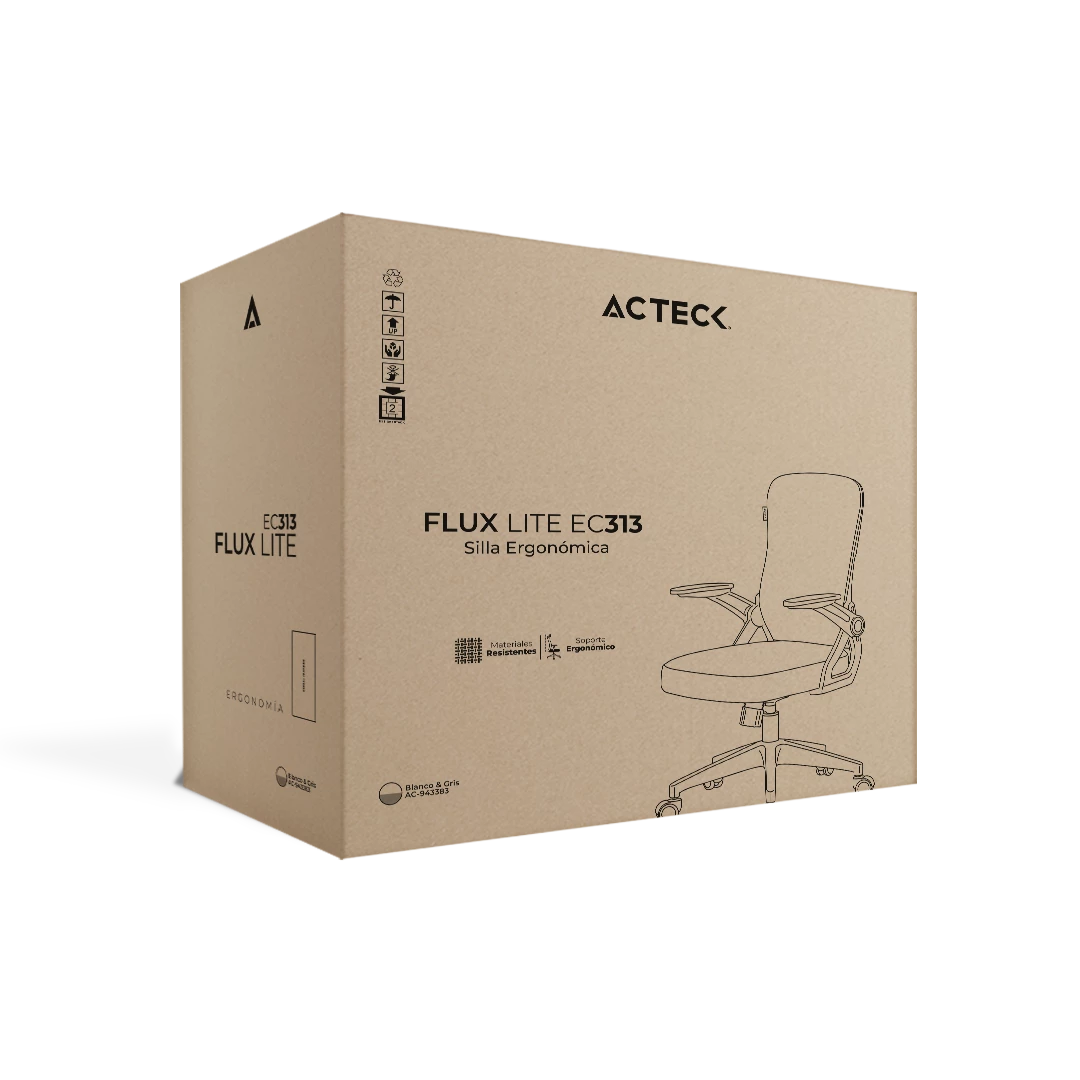 Silla de Oficina | Flux Lite EC313 | Marco Blanco - Malla Gris
