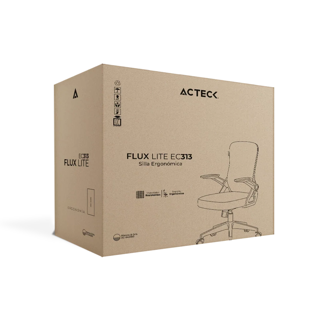 Silla de Oficina | Flux Lite EC313 | Marco Blanco - Malla Gris