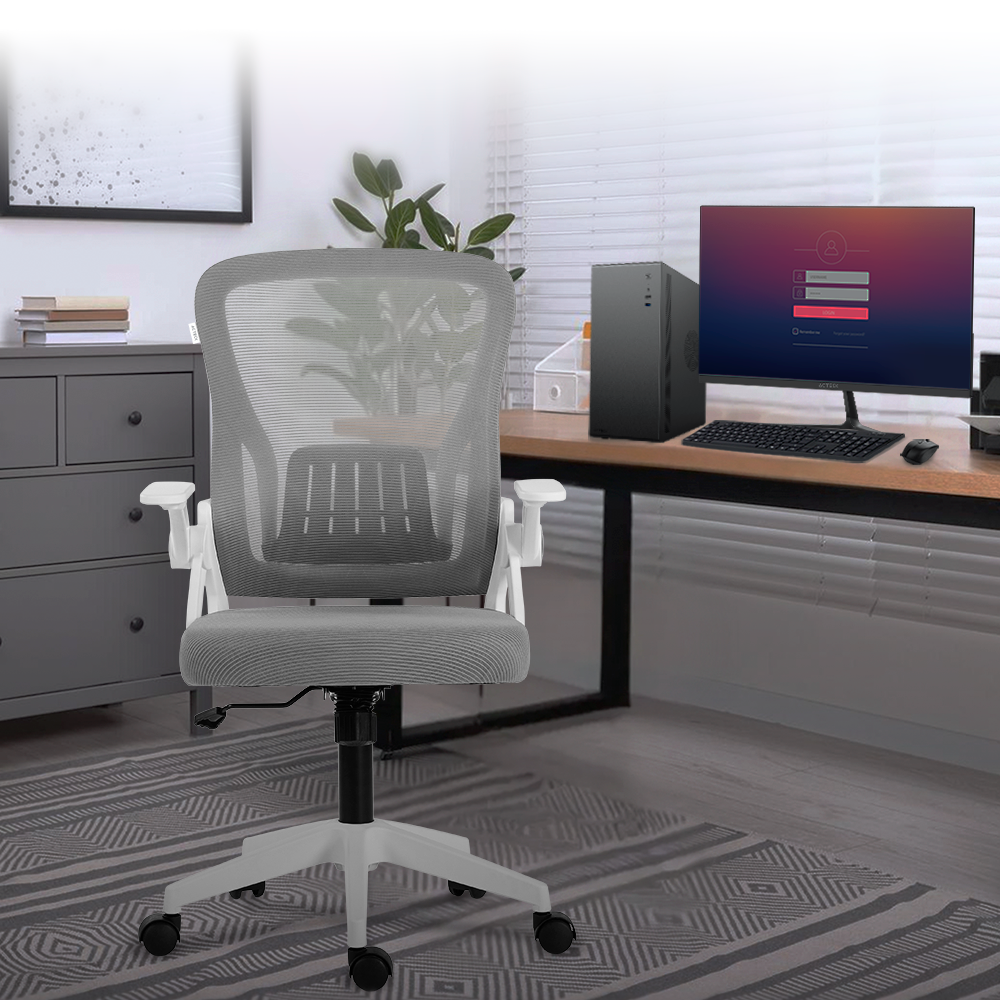 Silla de Oficina | Flux Lite EC313 | Marco Blanco - Malla Gris
