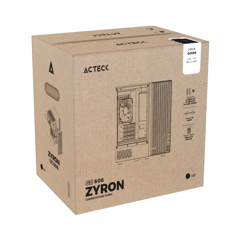 Gabinete Compact Mini Torre | Zyron GC606 | Negro