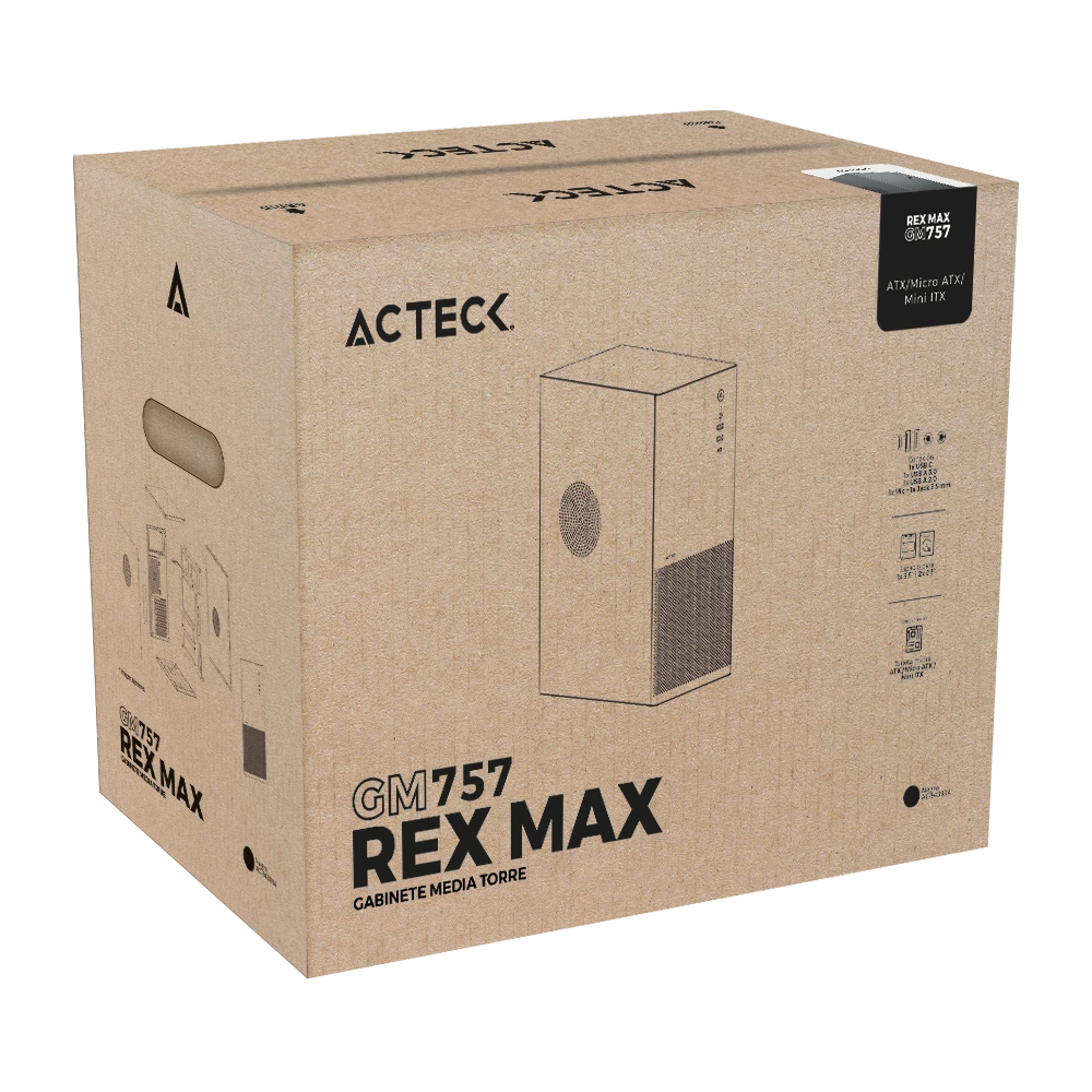 Gabinete Media Torre | Rex Max GM757 | Negro