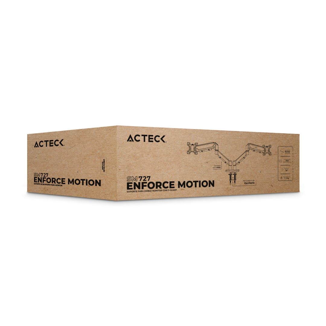 Soporte para Doble Monitor con C-Clamp | Enforce Motion SM727 | Negro