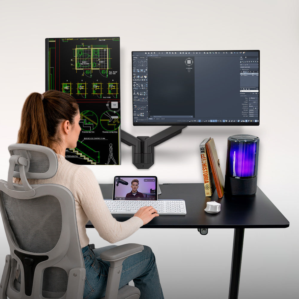 Soporte de Pared para Doble Monitor | Enforce Motion SM725 | Negro