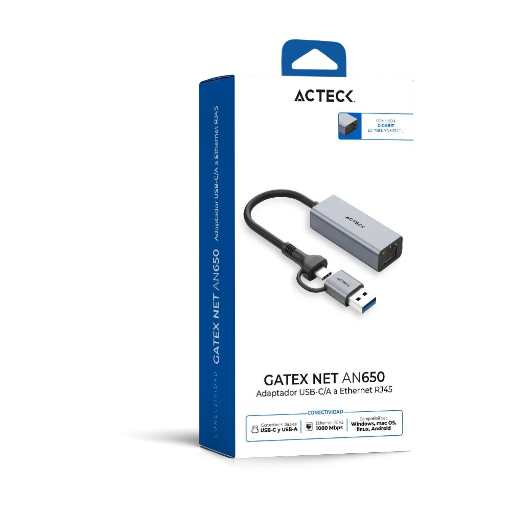 Adaptador USB-C/A a Ethernet RJ45 | Gatex Net AN650