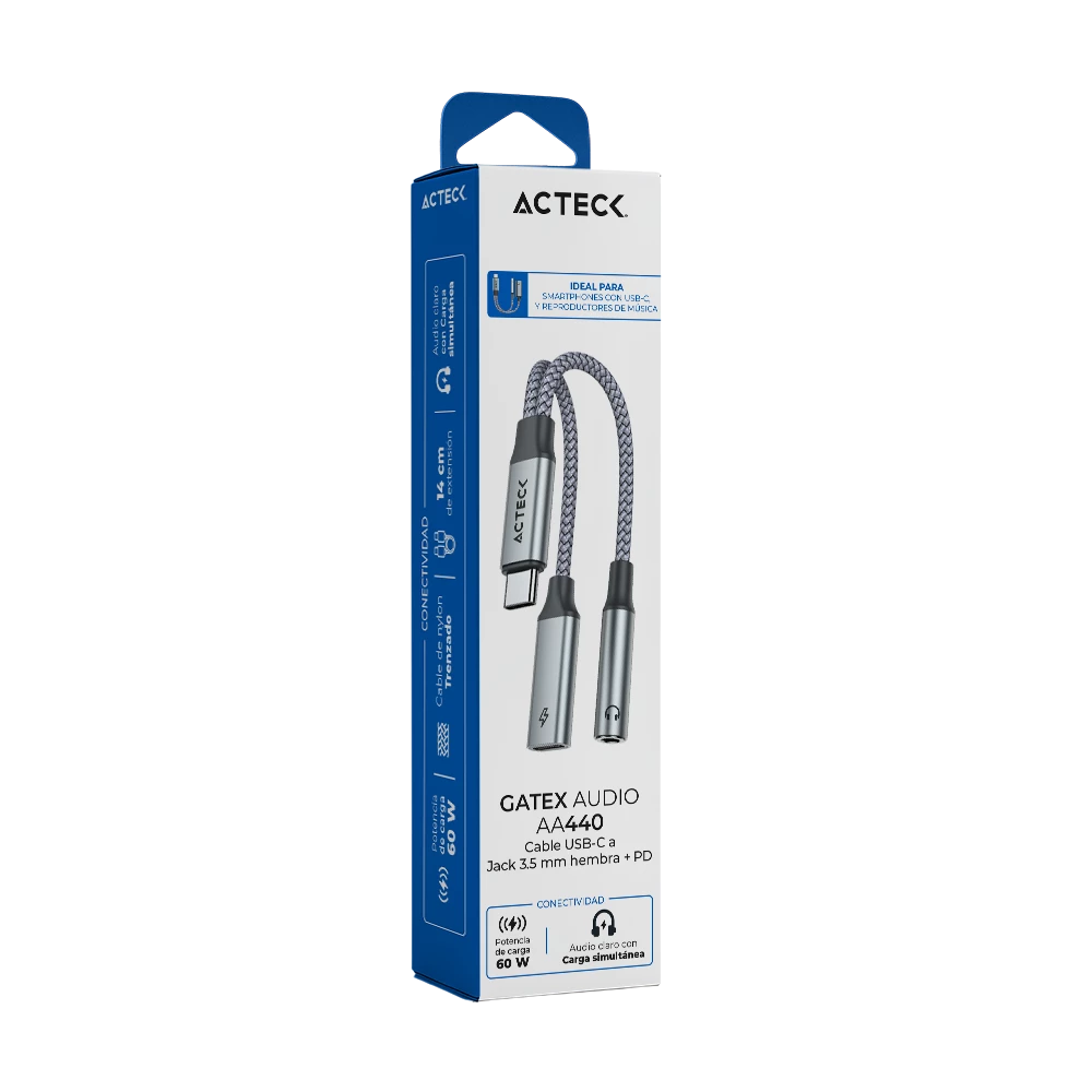 Adaptador USB-C a Jack 3.5 mm Hembra + PD | Gatex Audio AA440