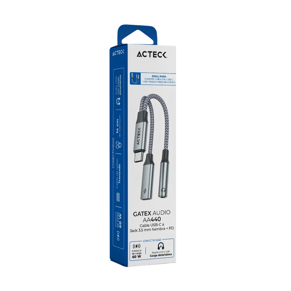 Adaptador USB-C a Jack 3.5 mm Hembra + PD | Gatex Audio AA440